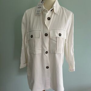 Zara White Button-Up Shirt